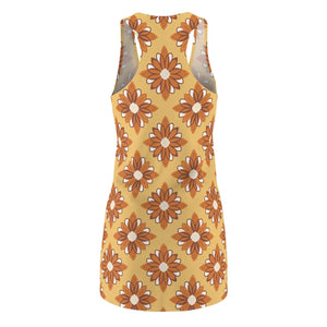 Mustard Racerback Dress – Floral Polyester - Dipaliz - Dresses - Xs