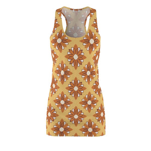 Mustard Racerback Dress – Floral Polyester - Dipaliz - Dresses - Xs