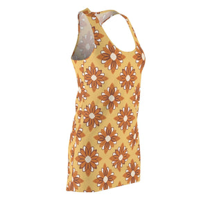 Mustard Racerback Dress – Floral Polyester - Dipaliz - Dresses - Xs