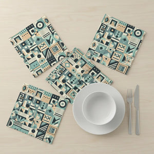 Geometric Pattern Napkin Set – Modern Table Decor - Dipaliz - Cloth Napkins