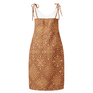 Midi Dress with Geometric Pattern Built in Bra Support - Dipaliz - Dresses