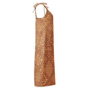 Midi Dress with Geometric Pattern Built in Bra Support - Dipaliz - Dresses