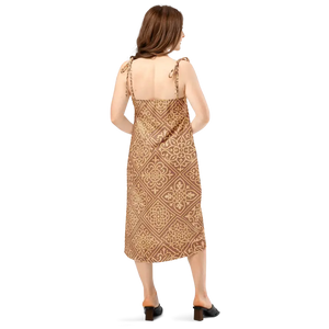 Midi Dress with Geometric Pattern Built in Bra Support - Dipaliz - Dresses