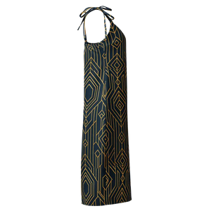 Midi Dress - Geometric Pattern Dark Background Premium - Dipaliz - Dresses