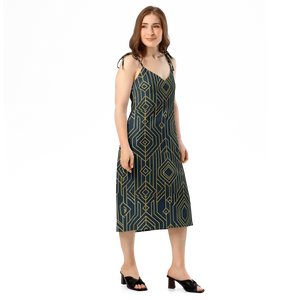 Midi Dress - Geometric Pattern Dark Background Premium - Dipaliz - Dresses