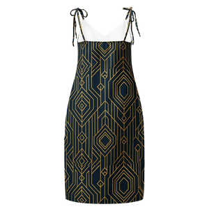 Midi Dress - Geometric Pattern Dark Background Premium - Dipaliz - Dresses