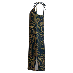 Midi Dress - Geometric Pattern Dark Background Premium - Dipaliz - Dresses