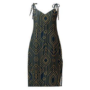 Midi Dress - Geometric Pattern Dark Background Premium - Dipaliz - Xs - Dresses