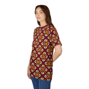 T-shirts - Geometric Pattern on Red Polyester Tee Unisex Aop - Dipaliz