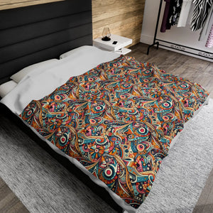 Custom Geometric Velveteen Plush Blanket - Soft Touch - Dipaliz - Blankets