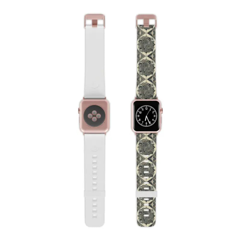 Elevate your Look with a Geometric Pattern Watch Band - 7.5’’ × 0.75’’ / 38 - 40 Mm / Rose Gold Accessories