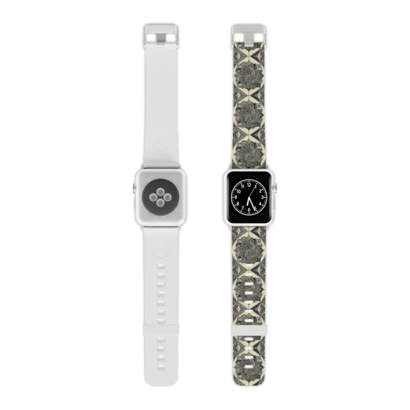 Elevate your Look with a Geometric Pattern Watch Band - 7.5’’ × 0.75’’ / 38 - 40 Mm / Silver Accessories