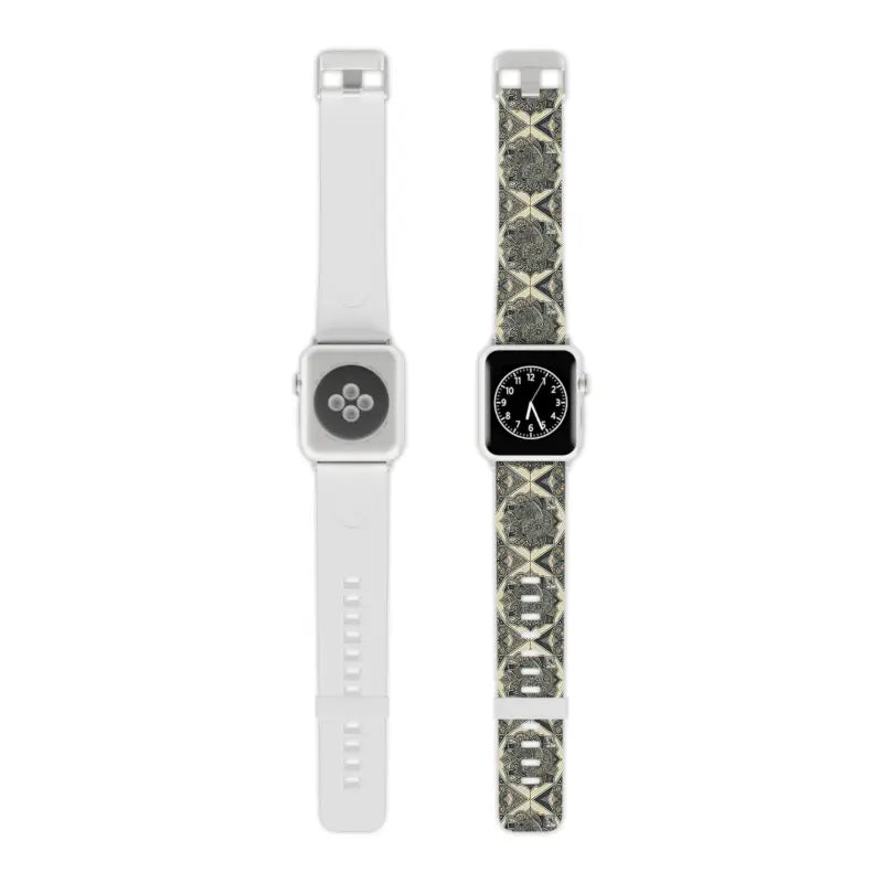 Elevate your Look with a Geometric Pattern Watch Band - 8’’ × 0.75’’ / 38 - 40 Mm / Silver Accessories