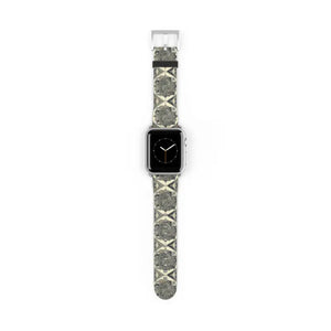 Watch Band - Geometric Pattern Faux Leather Style - Dipaliz - 38 - 41 Mm / Silver Matte - Bands