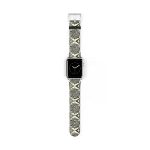 Watch Band - Geometric Pattern Faux Leather Style - Dipaliz - 42 - 45 Mm / Silver Matte - Bands