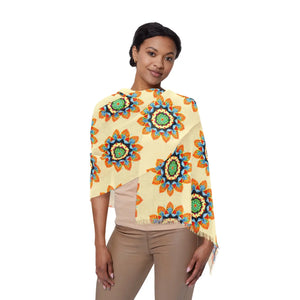 Geometric Pattern on Yellow Light Scarf - Scarves & Shawls