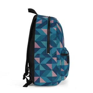 Geometric Print Backpack with Sunset Orange Hexagons - Dipaliz - one Size - School Backpacks