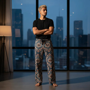 Geometric Print Men’s Pajama Pants - Stylish Loungewear for Relaxation - Pajamas