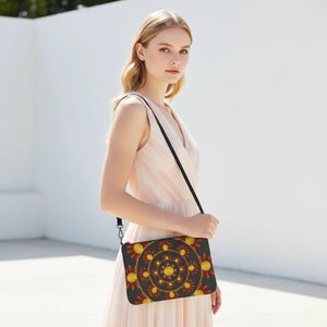 Geometric Red Crossbody Bag - Faux Leather Pattern - Dipaliz - Cross Body Bags