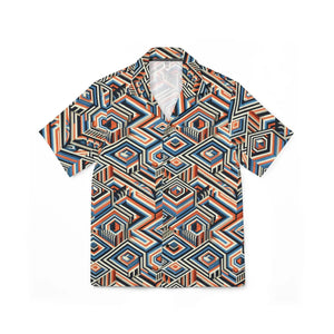 70s Hexagon Hawaiian Camp Shirt - Vintage Linen - Dipaliz - Shirts - s