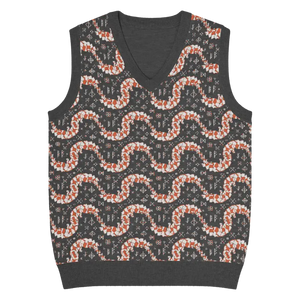 Geometric Scaled Pangolin Knit V-neck Vest - Dipaliz - 2xl - Vests