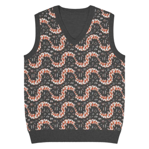 Geometric Scaled Pangolin Knit V-neck Vest - Dipaliz - 2xs - Vests