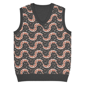Geometric Scaled Pangolin Knit V-neck Vest - Dipaliz - 3xl - Vests
