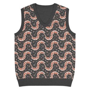 Geometric Scaled Pangolin Knit V-neck Vest - Dipaliz - 3xs - Vests