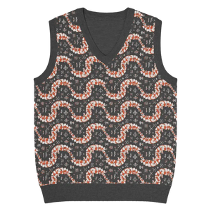 Geometric Scaled Pangolin Knit V-neck Vest - Dipaliz - l - Vests
