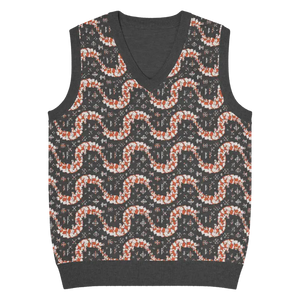 Geometric Scaled Pangolin Knit V-neck Vest - Dipaliz - m - Vests