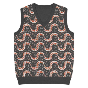 Geometric Scaled Pangolin Knit V-neck Vest - Dipaliz - s - Vests