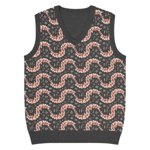 Geometric Scaled Pangolin Knit V-neck Vest - Dipaliz - Xl - Vests