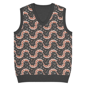 Geometric Scaled Pangolin Knit V-neck Vest - Dipaliz - Xs - Vests