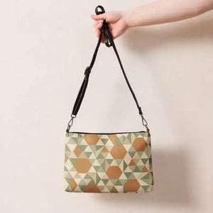 Faux Leather Crossbody Bag with Geometric Shapes - Dipaliz - Cross Body Bags