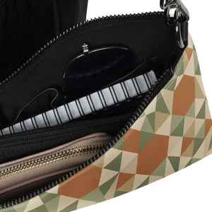 Faux Leather Crossbody Bag with Geometric Shapes - Dipaliz - Cross Body Bags