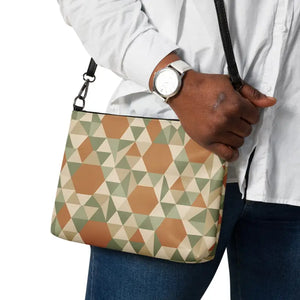 Faux Leather Crossbody Bag with Geometric Shapes - Dipaliz - Cross Body Bags