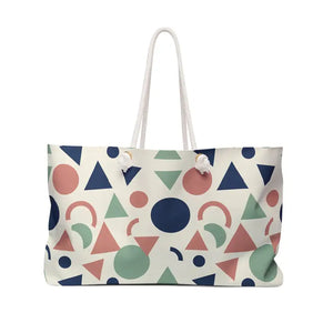 Bags - Geometric Shapes Weekender Bag - Retro Pastel Travel Tote - Dipaliz 24’’ × 13’’