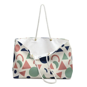 Bags - Geometric Shapes Weekender Bag - Retro Pastel Travel Tote - Dipaliz 24’’ × 13’’