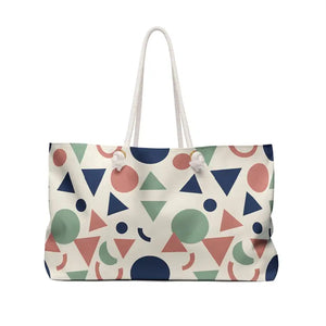 Bags - Geometric Shapes Weekender Bag - Retro Pastel Travel Tote - Dipaliz 24’’ × 13’’