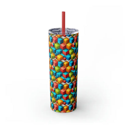 Geometric Skinny Tumbler Set with Color Matching Straws - Mug