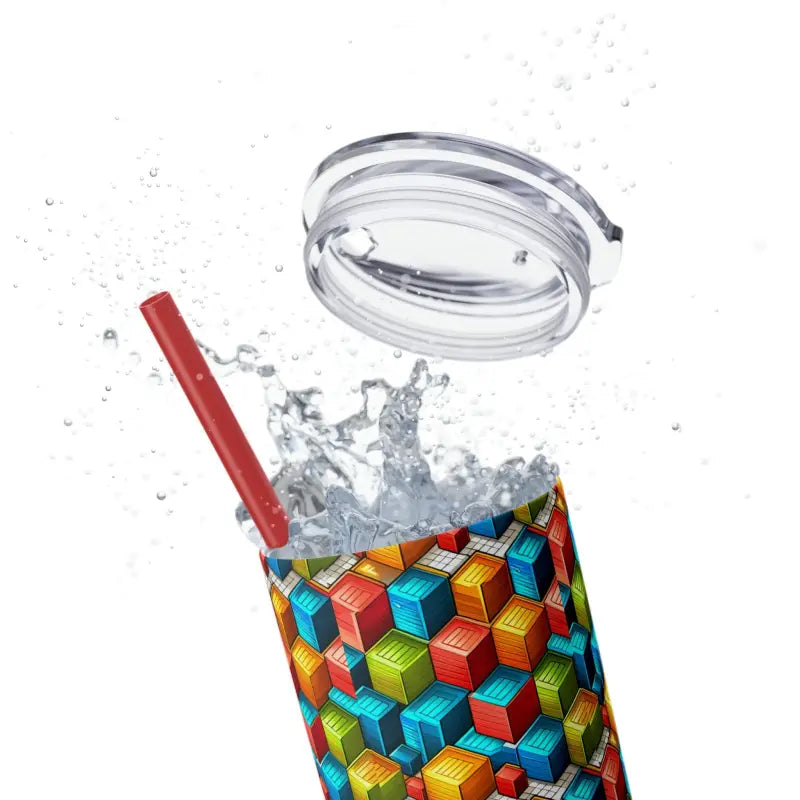 Geometric Skinny Tumbler Set with Color Matching Straws - Mug