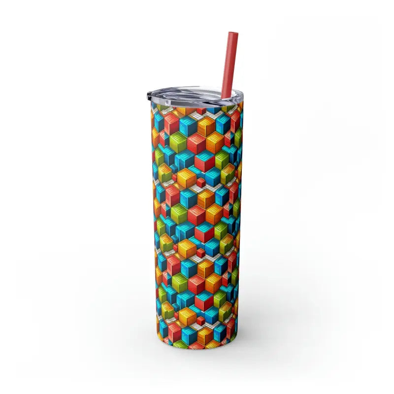 Geometric Skinny Tumbler Set with Color Matching Straws - Mug