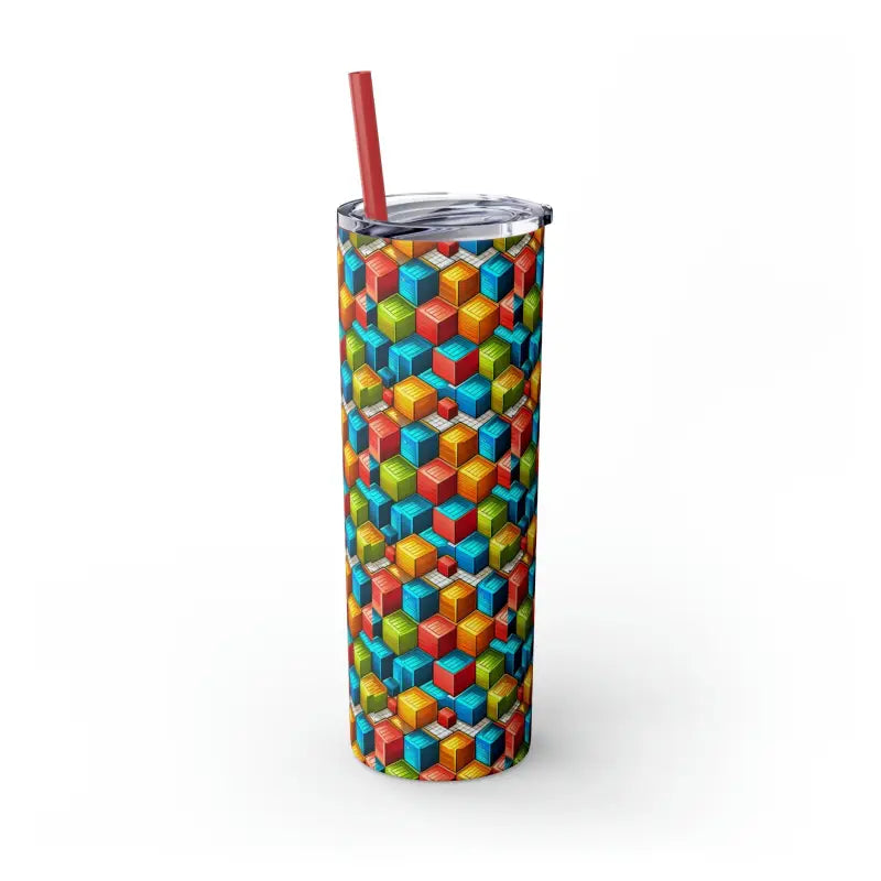 Geometric Skinny Tumbler Set with Color Matching Straws - Mug