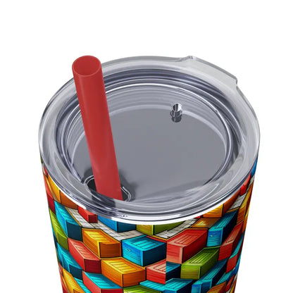 Geometric Skinny Tumbler Set with Color Matching Straws - Mug