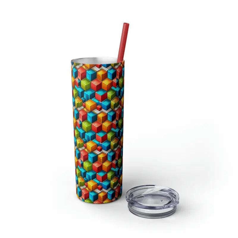 Geometric Skinny Tumbler Set with Color Matching Straws - Mug