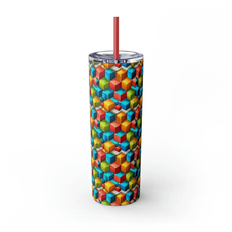 Geometric Skinny Tumbler Set with Color Matching Straws - Mug