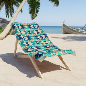Home Decor - Geometric Teal Aztec Beach Towel - Coastal Vibes - Dipaliz 30’’ × 60’’