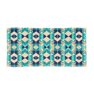 Home Decor - Geometric Teal Aztec Beach Towel - Coastal Vibes - Dipaliz 36’’ × 72’’