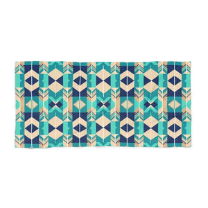 Home Decor - Geometric Teal Aztec Beach Towel - Coastal Vibes - Dipaliz