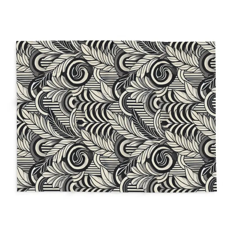 Vibrant Arctic Fleece Blanket with Geometrical Leaves Pattern - Home Decor